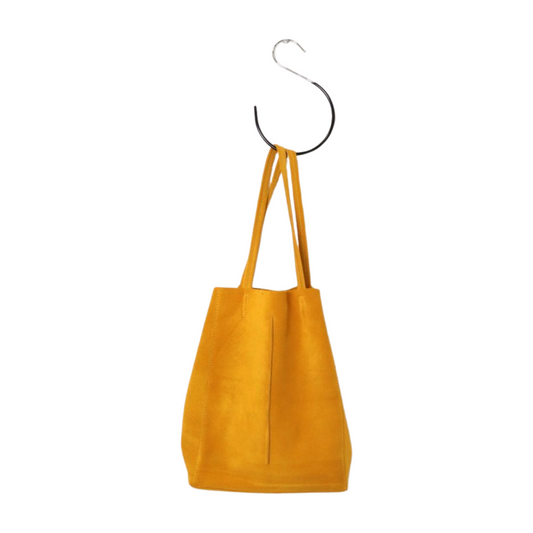 Geantă shopper din piele naturală, muștar, G0004 - La’Runa